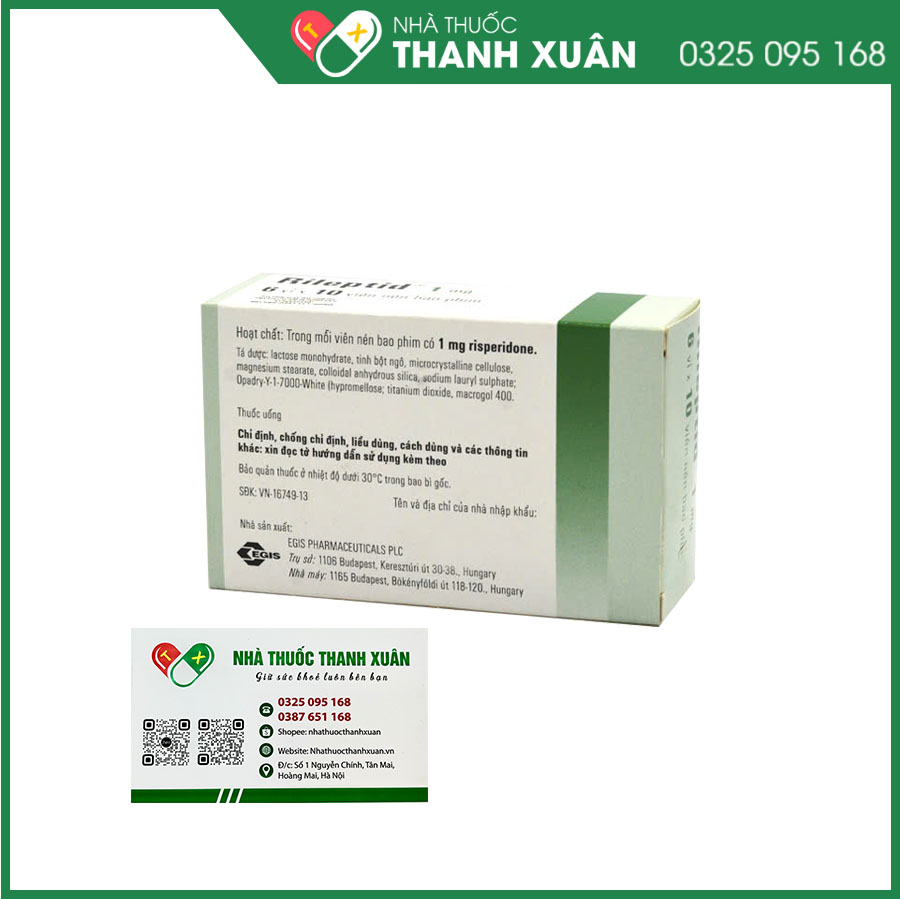 Rileptid 1mg điều trị tâm thần phân liệt, trầm cảm, lo âu hoặc rối loạn hành vi ở trẻ em và thanh niên